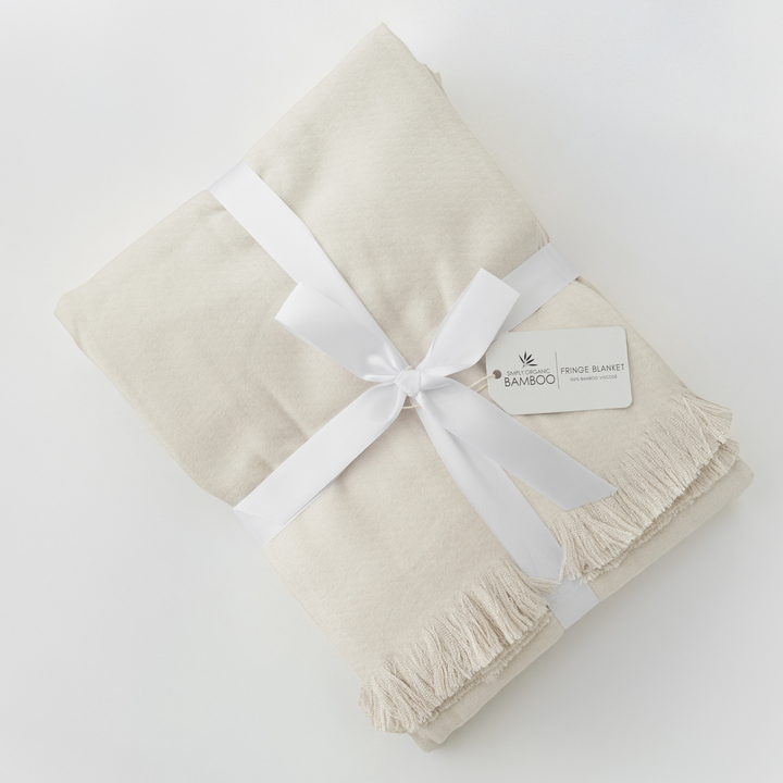 Birch Bamboo Woven Fringe Blanket 