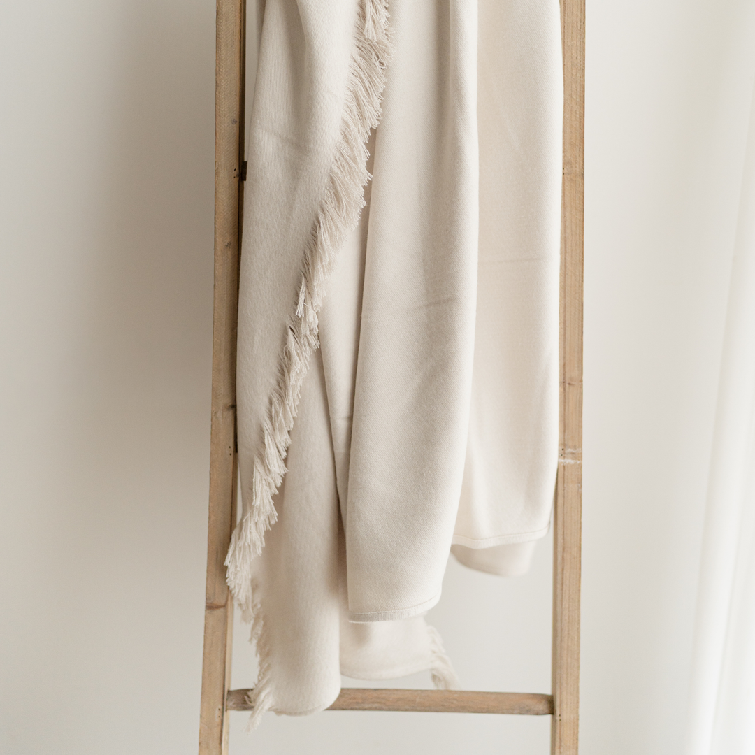 Birch Bamboo Woven Fringe Blanket 