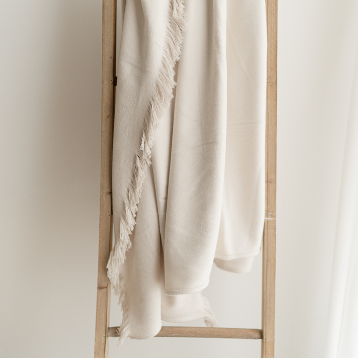 Birch Bamboo Woven Fringe Blanket 