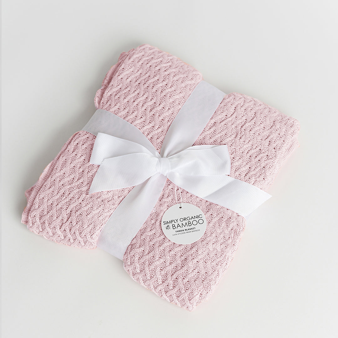 Bamboo Knitted Blanket - Pink Bamboo Knitted Blanket - Pink
