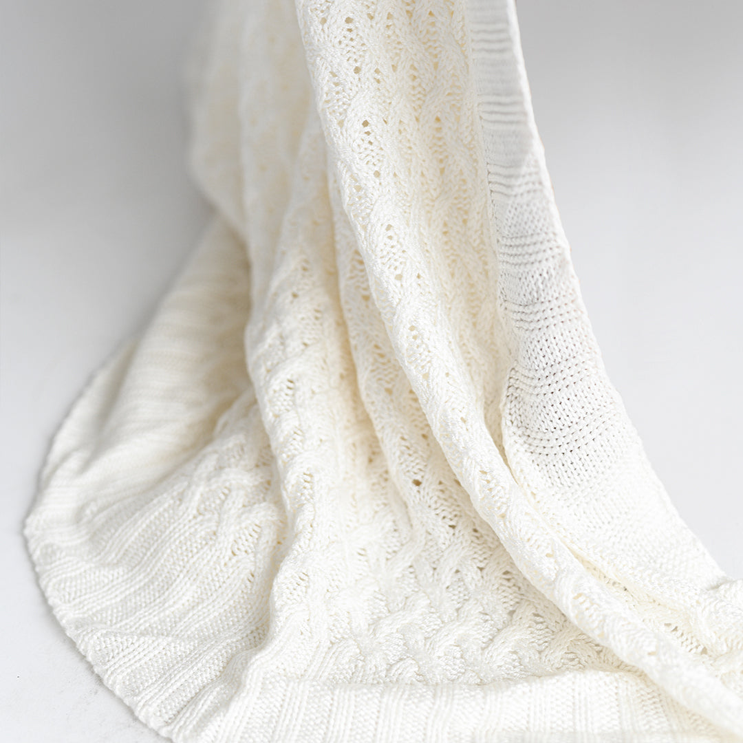 Ivory Cream Throw Blanket #color_ivory-cream