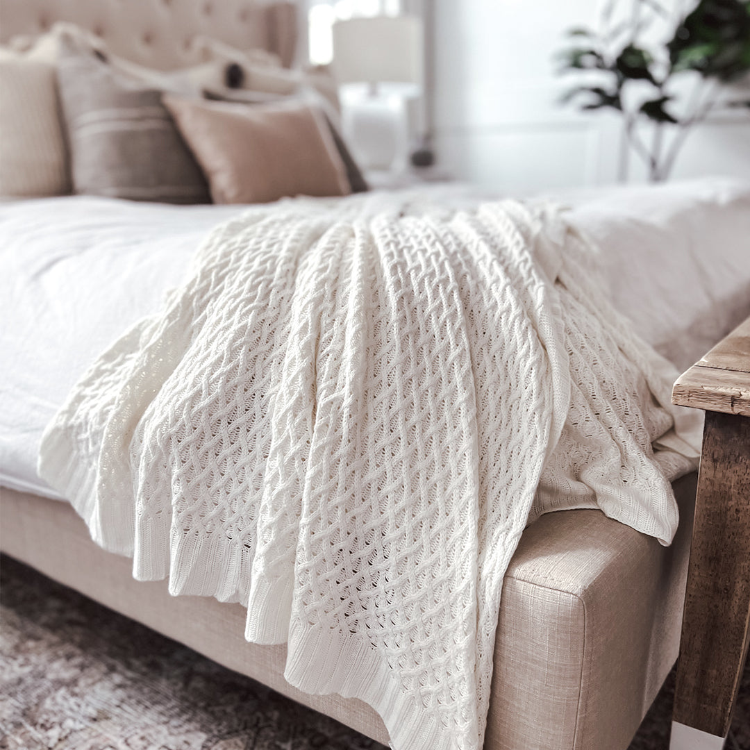 Ivory Cream Throw Blanket #color_ivory-cream